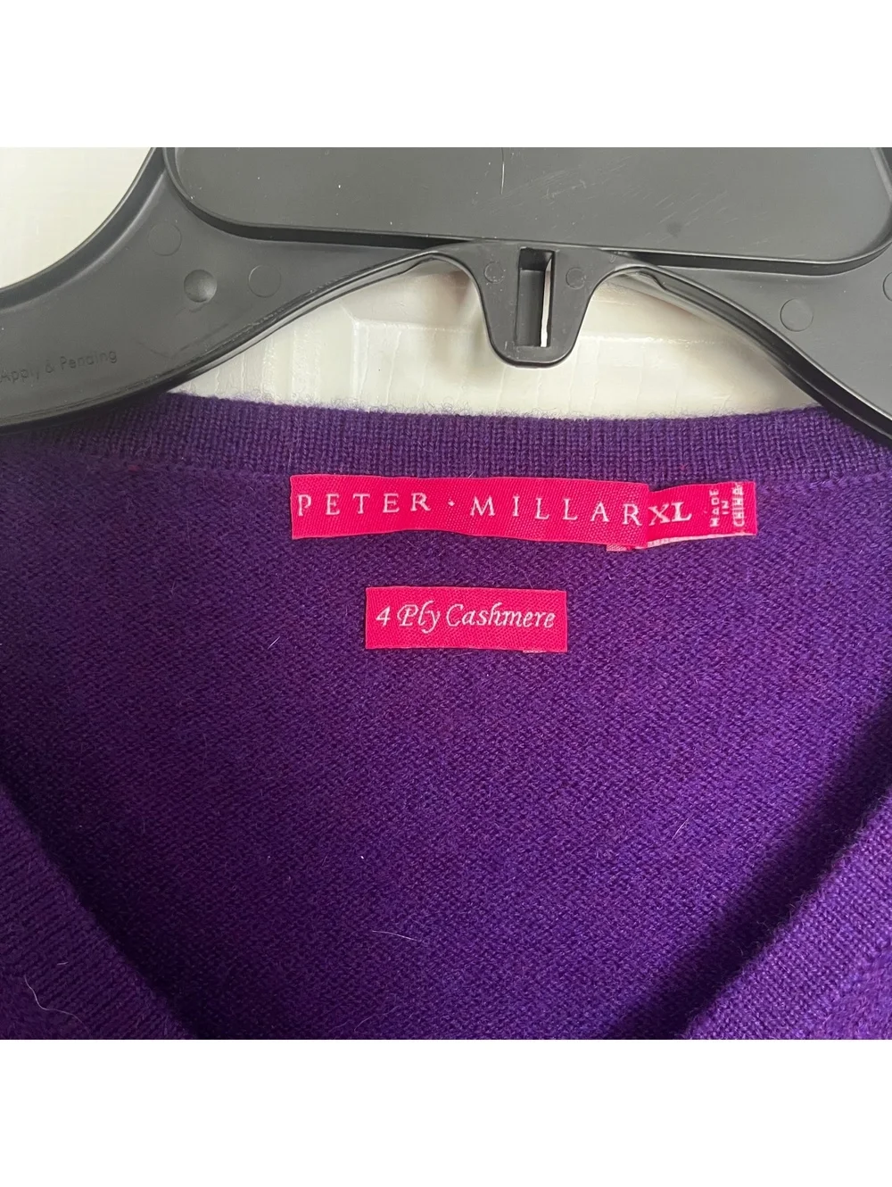 Peter Millar Purple Cashmere V-Neck Sweater XL